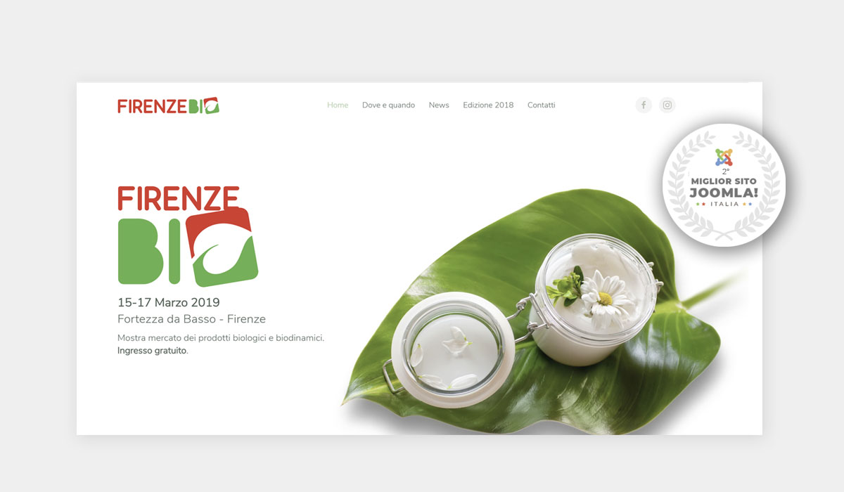 Website Firenzebio Mostra mercato dei prodotti biologici. 2° miglior sito web joomla d'Italia